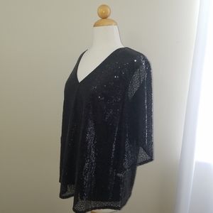 Black Sequin Top - NWT - Size L